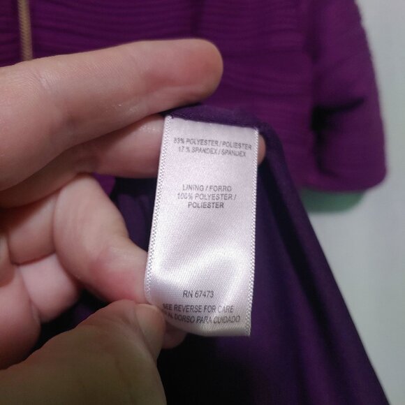 Melonie T dress womens 14 purple above-knee fit and flare textured short-sleeve - Picture 5 of 8